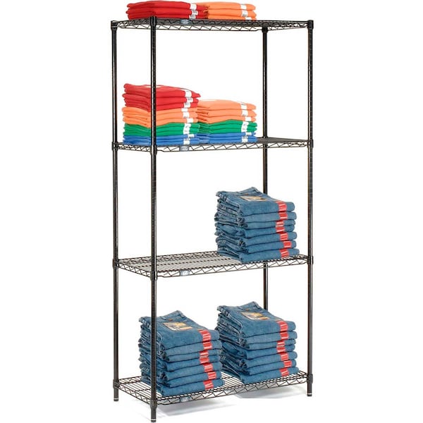 Nexel Black Epoxy, 4 Tier, Wire Shelving Starter Unit, 36W x 24D x 54H 24365B - main